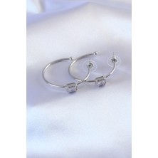 Skygo Gümüş Renk Zirkon Taşlı Kadın Küpe - TJ-BKP7195