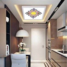 60X60 Ledli, Karom Desenli Baskılı Avize, Yeni Nesil Hd Avzie, 60W-BEYAZ Işık