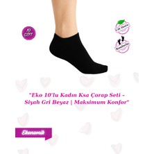 Eko 10’lu Kadın Soket Çorap Seti – Siyah, Gri, Beyaz | Pamuklu & Konforlu