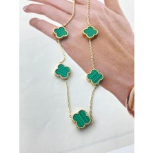 Kadın Yonca Figürlü Mineli Çelik Kolye