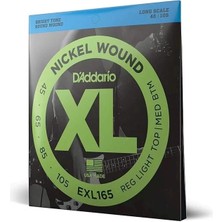 D'addario EXL165 Bas Gitar Tel Seti, Xl, 45-105, Long Scale, Nickel