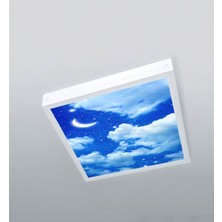 1x1-Tekli-Tavana Yapışık LED PANEL-54W-SIVA Üstü-Kolay Montaj-Bulutlu Ay- LED