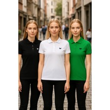 Kadın 3 Lü Paket Basic Kısa Kol Düz Polo Yaka Tişört