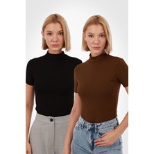 Kadın Kısa Kol Bluz 2'li Set