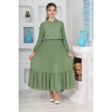 Kız Çocuk Uzun Boydan Pliseli Pamuklu Şifon Uzun Testtür ELBISE-ELB-0045