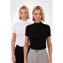 Kadın Kısa Kol Bluz 2'li Set