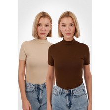 Kadın Kısa Kol Bluz 2'li Set