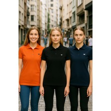 Kadın 3 Lü Paket Basic Kısa Kol Düz Polo Yaka Tişört