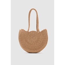 Gusta Medium Hasır Omuz Çantası Vizon