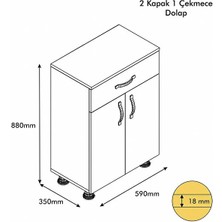 2 Kapaklı Boy Dolabı 90 cm