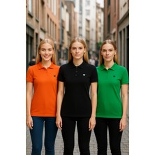 Kadın 3 Lü Paket Yazlık Basic Düz Polo Yaka Tişört
