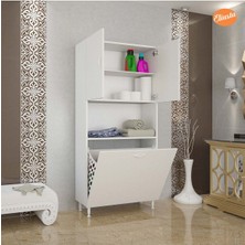 Modilayn 75 x 165 x 30  cm  ARD-141 2 Kapaklı 2 Bölmeli Sepet Raflı Banyo Dolabı Kirli Çamaşır Dolabı