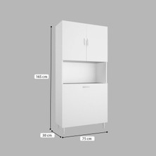 Modilayn 75 x 165 x 30  cm  ARD-141 2 Kapaklı 2 Bölmeli Sepet Raflı Banyo Dolabı Kirli Çamaşır Dolabı