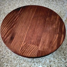 Yuvarlak Ahşap Sunum Tahtası - 23 cm çap, 6 cm yükseklik - Kahverengi