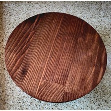 Yuvarlak Ahşap Sunum Tahtası - 23 cm çap, 6 cm yükseklik - Kahverengi