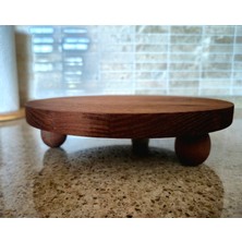 Yuvarlak Ahşap Sunum Tahtası - 23 cm çap, 6 cm yükseklik - Kahverengi