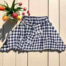 Asimetrik Kesim Ekose Etek - Nanıca Kıds - NNC222846 - Indigo - 7 Yaş - NNC222846-İNDIGO-7 Yaş Indigo