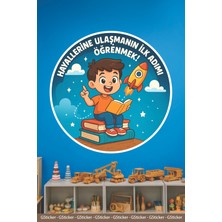 Ayza Tasarım Hayallere Ulaşmanın Ilk Adımı Öğrenmek Okul Posteri Anaokulu Kreş Çocuk Odası Duvar Sticker