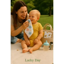 Lucky Day Müslin Kumaş Düz Renkli Bebek Ağız Silme Mendil Seti, 5 Adet 25X25 cm