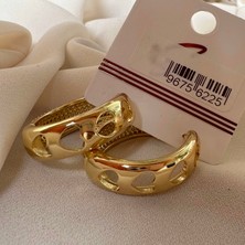 Gold Taşlı Halka Küpe
