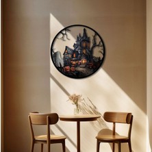 Lanetli Şato Metal Duvar Dekoru – Halloween Temalı Gotik Tasarım