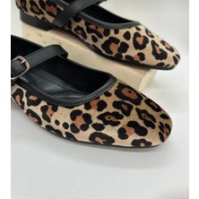 Leopar Desenli Tokalı Mary Jane Babet