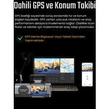 L308 4K UHD Araç İçi Kamera  Wi-Fi GPS 128GB IR Gece Görüşü, Çift Lens Ön-Arka-İç Kayıt APP Kontrol DashCam