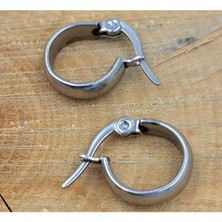 Çelik Gümüş Renk Küçük Boy Boru Çift Halka Unisex Küpe