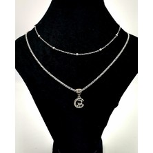 Gümüş Renk Zincirli Figürlü Karamaz Lüks Kolye