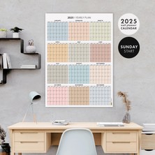 Amerikan Standardı 2026 Yıllık Planlayıcı Duvar Takvimi, Boho Renkler