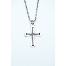 Bu Farklı Haç Örme Zincir Kolye - Gümüş Kaplama - Erkek Kadın Kolye - NO:1574