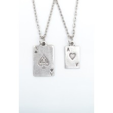 Bu Farklı 2'li Maça As İskambil - Poker Erkek Kadın Kolye Seti - Kod:617