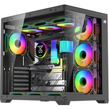 Alpha Elite 7x Argb Fan Kumanda ve Kontrolcü Atx Boş Bilgisayar Kasası Siyah