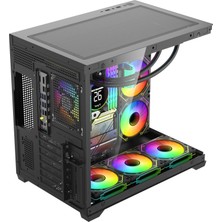 Alpha Elite 7x Argb Fan Kumanda ve Kontrolcü Atx Boş Bilgisayar Kasası Siyah
