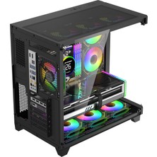Sirius Black Argb Panel 7x Fan Kumanda ve Kontrolcü Atx Boş Bilgisayar Kasası Siyah