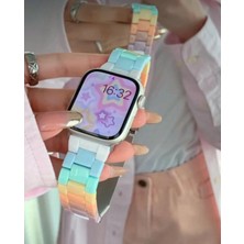 Apple Watch 42-44-45-46-49 mm Uyumlu Renkli Kemik/reçine Kordon