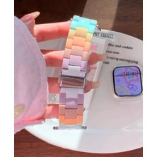 Apple Watch 42-44-45-46-49 mm Uyumlu Renkli Kemik/reçine Kordon