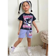 Pjkskt Kuromi Desenli Lila Şortlu Kız Çocuk Kısa Kol Takım 7533-L