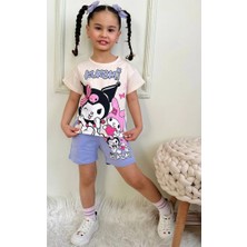 Pjkskt Kuromi Desenli Lila Şortlu Kız Çocuk Kısa Kol Takım 7532-L