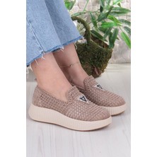 Fort 5016 Fendi Dantelli Fileli Rahat Dolgu Taban Kadın Ayakkabı