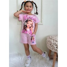Pjkskt Always Believe Desenli Pembe Şortlu Kız Çocuk Kısa Kol Takım 7552-P