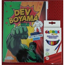 Hulk Figürlü Dev Boyama Kitabı (90CMX64CM) ve 12 Li Kuru Boya Kalemi