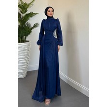 Nola Yanı Taşlı Jan Jan Abiye Lacivert