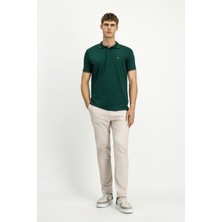 Polo Yaka Slim Fit Dar Kesim Nakışlı Süprem Pamuklu Tişört