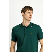 Polo Yaka Slim Fit Dar Kesim Nakışlı Süprem Pamuklu Tişört