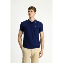 Polo Yaka Slim Fit Dar Kesim Nakışlı Süprem Pamuklu Tişört