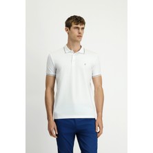 Polo Yaka Slim Fit Dar Kesim Nakışlı Süprem Pamuklu Tişört