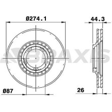 BRAXIS-AE0569 - On Fren Dısk Aynası Havalı Starex 2.5 Tcı Crdı 03> H100 Kamyonet 2.5 2004> Kıa Bongo 2.7 Tcı 04>
