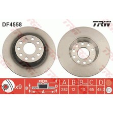 TRW-DF4558 - Fren Diski Arka Golf V V Passat 05> Jetta Iıı Touran 03> Tıguan 07>a3 04> Octavıa 04> Leon 286×12X9DL