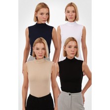 Kadın Kolsuz Bluz 4’lü Set